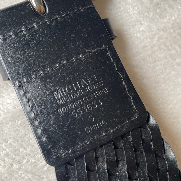 Michael Michael Kors Black Braided Wide Adjustable Belt Silver Buckle Sz Small - Picture 4 of 13
